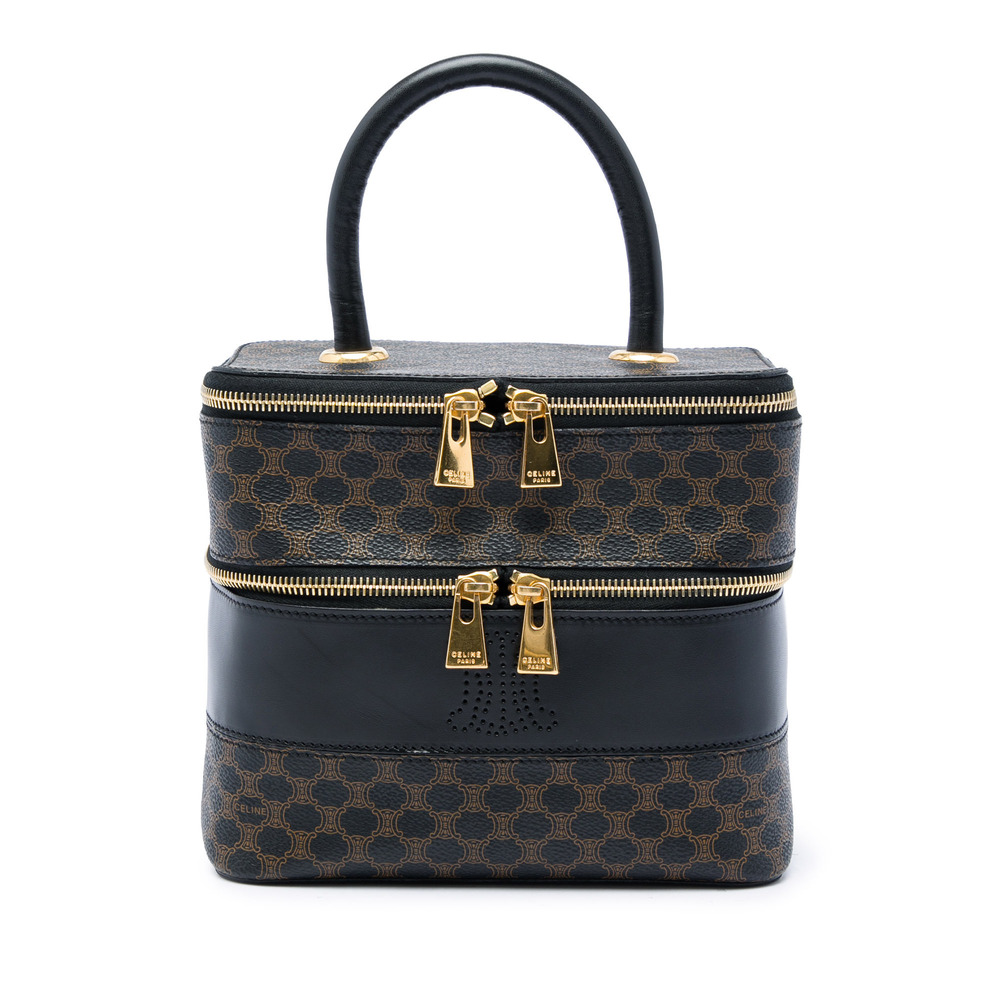 Pre-Loved Celine Macadam Coated Canvas Double Zip Vanity Bag
